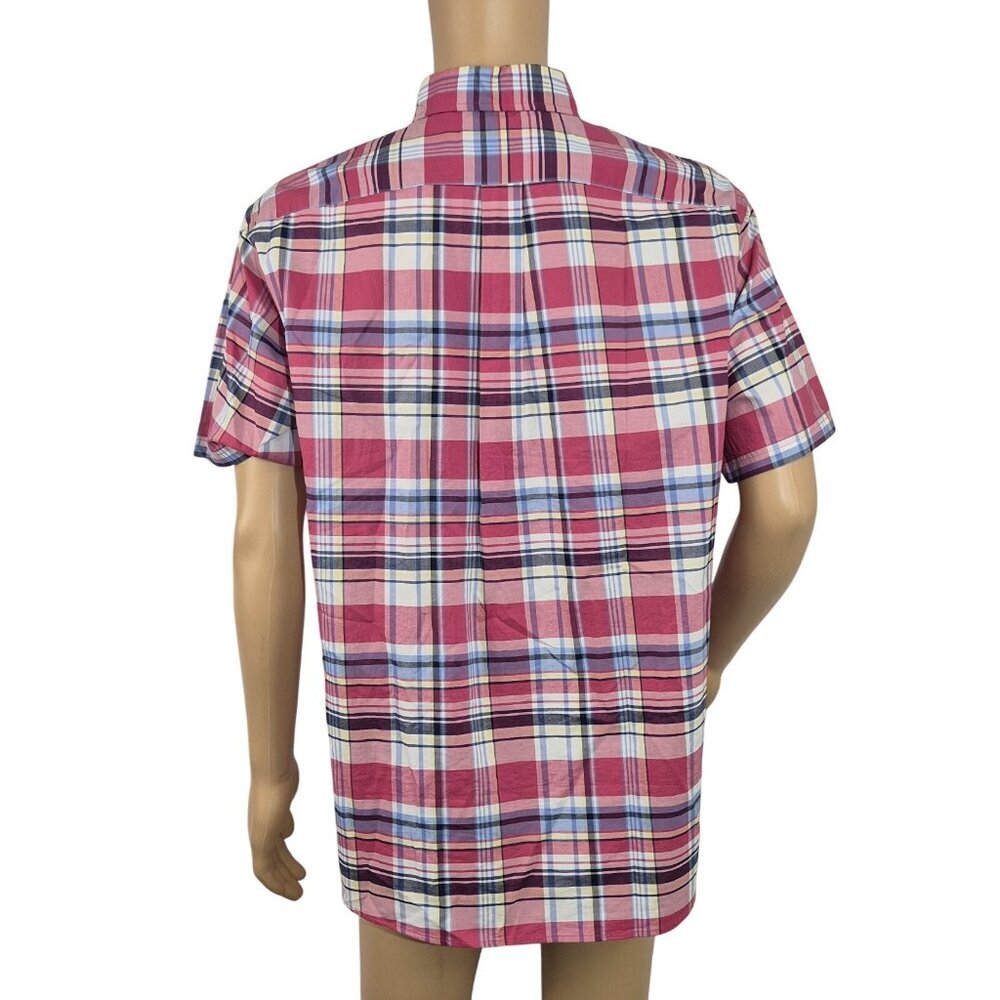Roundtree & Yorke Mens Size L Plaid Long Sleeve Button Up Shirt Pink Multi (57) - Picture 3 of 9